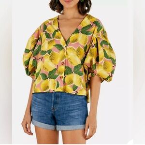 Farm Rio Fresh Lemons Top Size XS